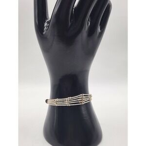 Vintage Liquid Silver 5 Strand Heishi Bead Bracelet Sterling Silver 6.25 Inch